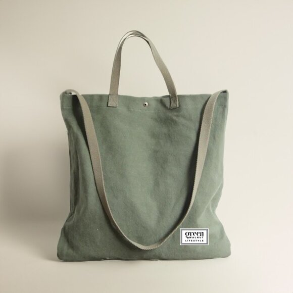 Cotton Canvas Tote Bag With Pocket And Zipper - Picture 3 of 8